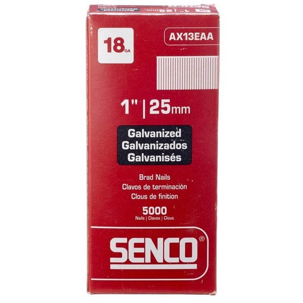 Senco 1 in. 18 Ga. Straight Strip Galvanized Brad Nails 5000 pk AX13EAA